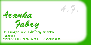 aranka fabry business card